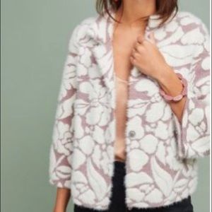 ANTHRO Meadow Rue Floral Sweater Coat